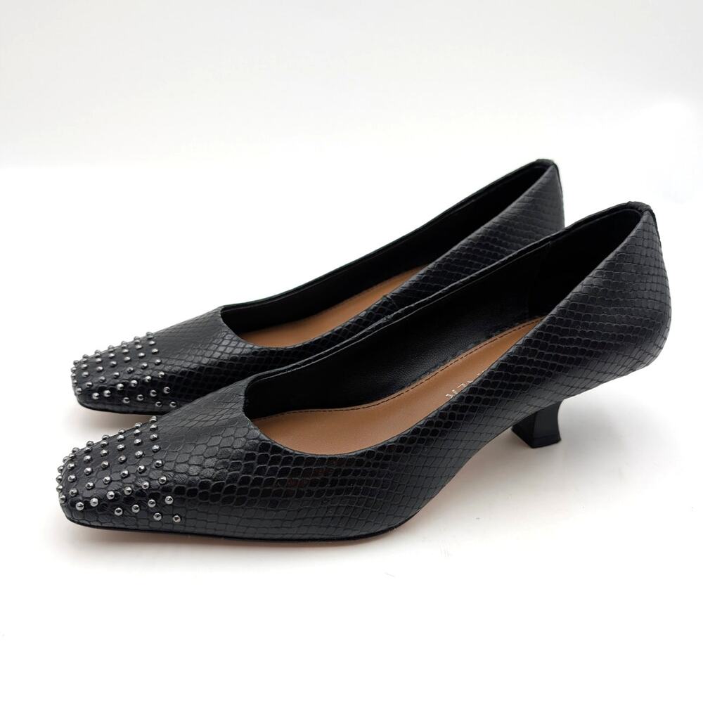 Donald Pliner Cristine Kitten Heel Studded Pump Women's Black Size US6.5M EU37